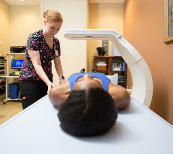 woman getting a body composition scan
