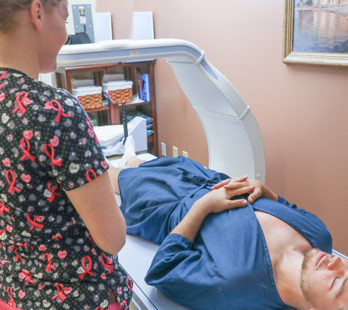 man getting an advanced body composition scan